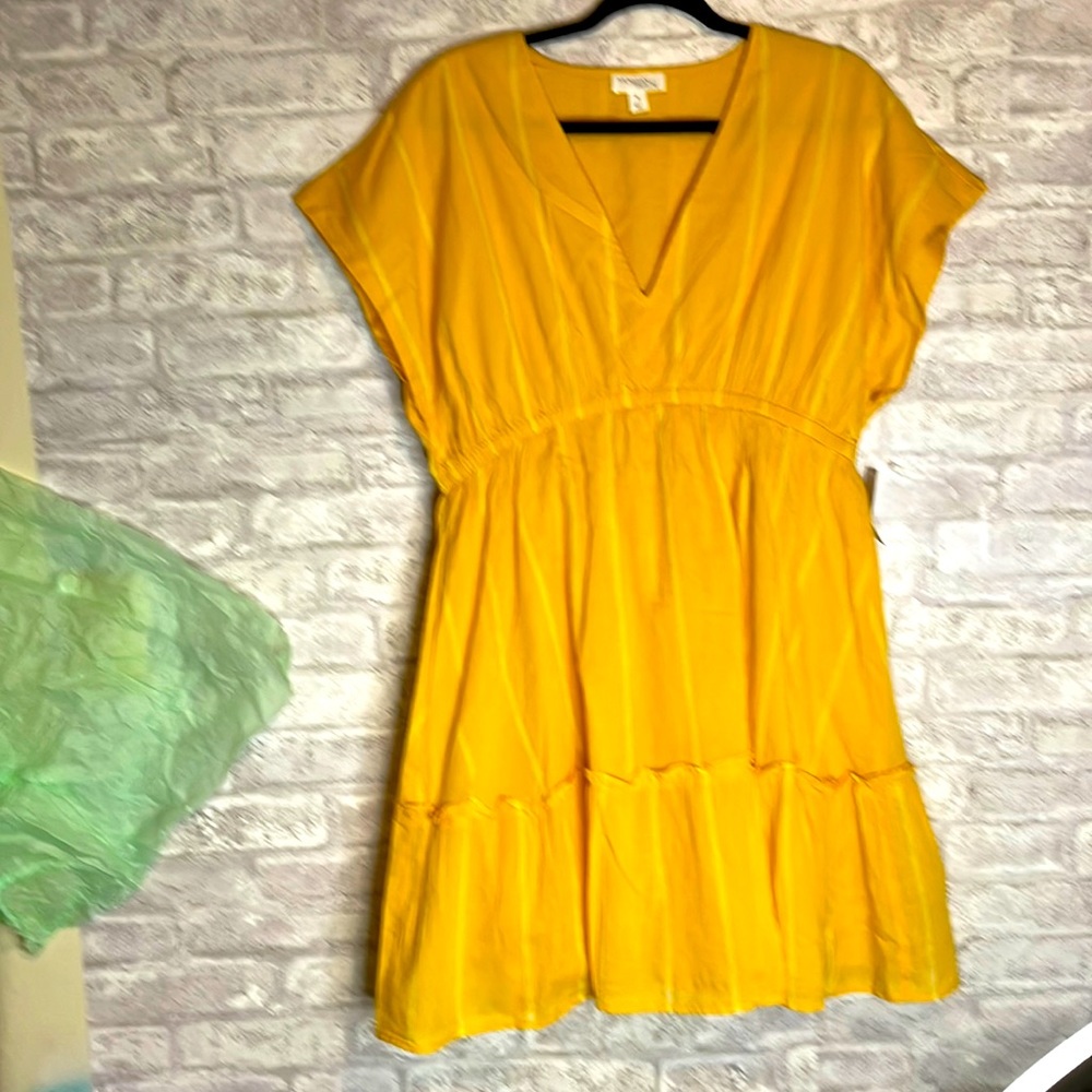 MORGAN TAYLOR YELLOW STRIPE SUMMER DRESS XL NWT